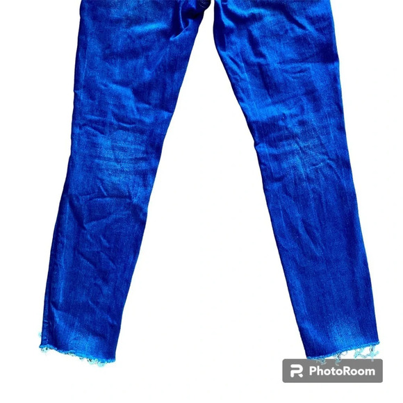 AMERICAN Eagle Dark Wash Jegging Crop Mid Rise Skinny distressed Jeans  Size 0 - Picture 7 of 12